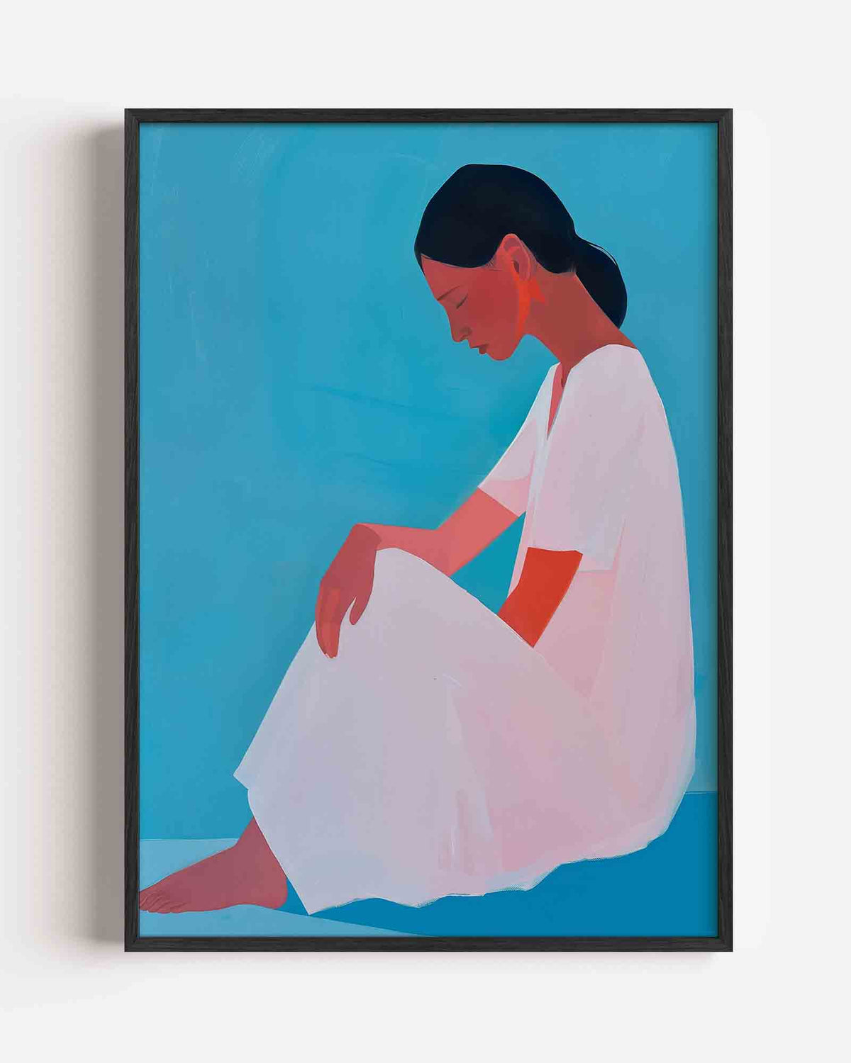 Zittende vrouw – hedendaagse illustratie portret poster als wanddecoratie