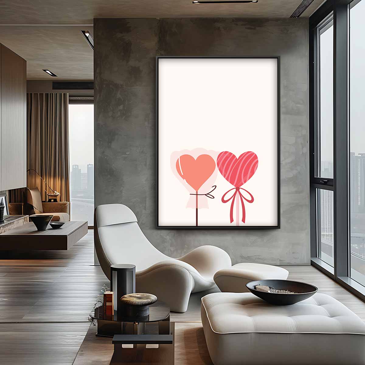 Hart Lollie Illustratie – staande wandkunst voor woonkamer of interieur