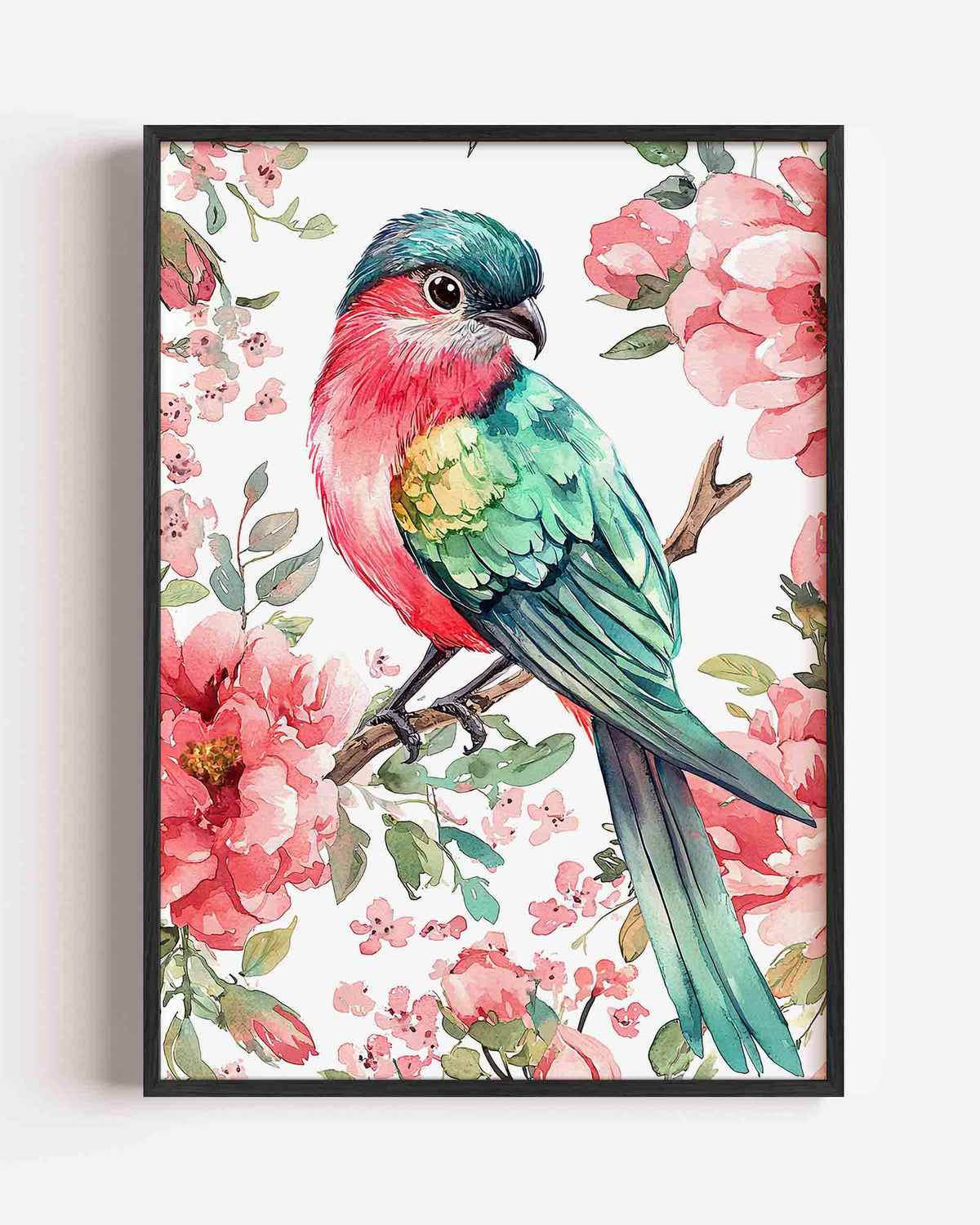 Vogels en bloemen – dieren portret poster als wanddecoratie