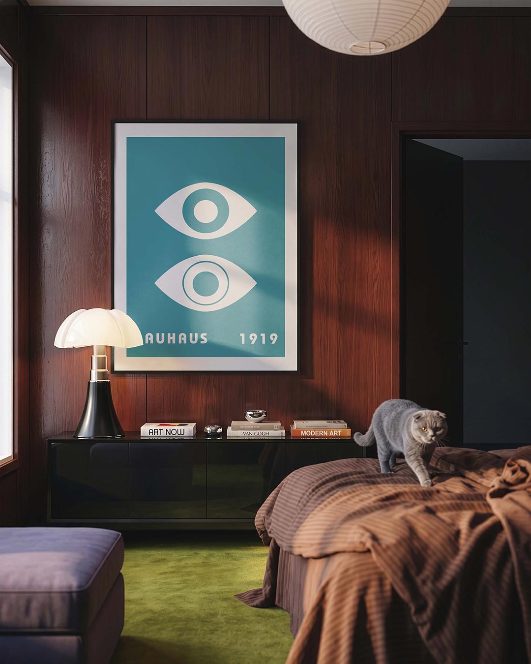 Oogvormen en kleur – geometrische Bauhaus poster in staand formaat