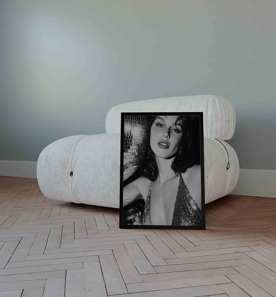 Portret met discobal – Pop Art wandkunst als portret poster