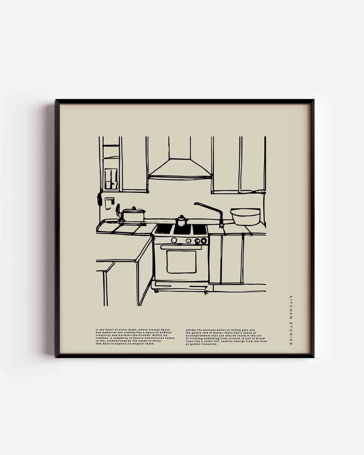 Keuken schets – keuken vierkante poster als wanddecoratie