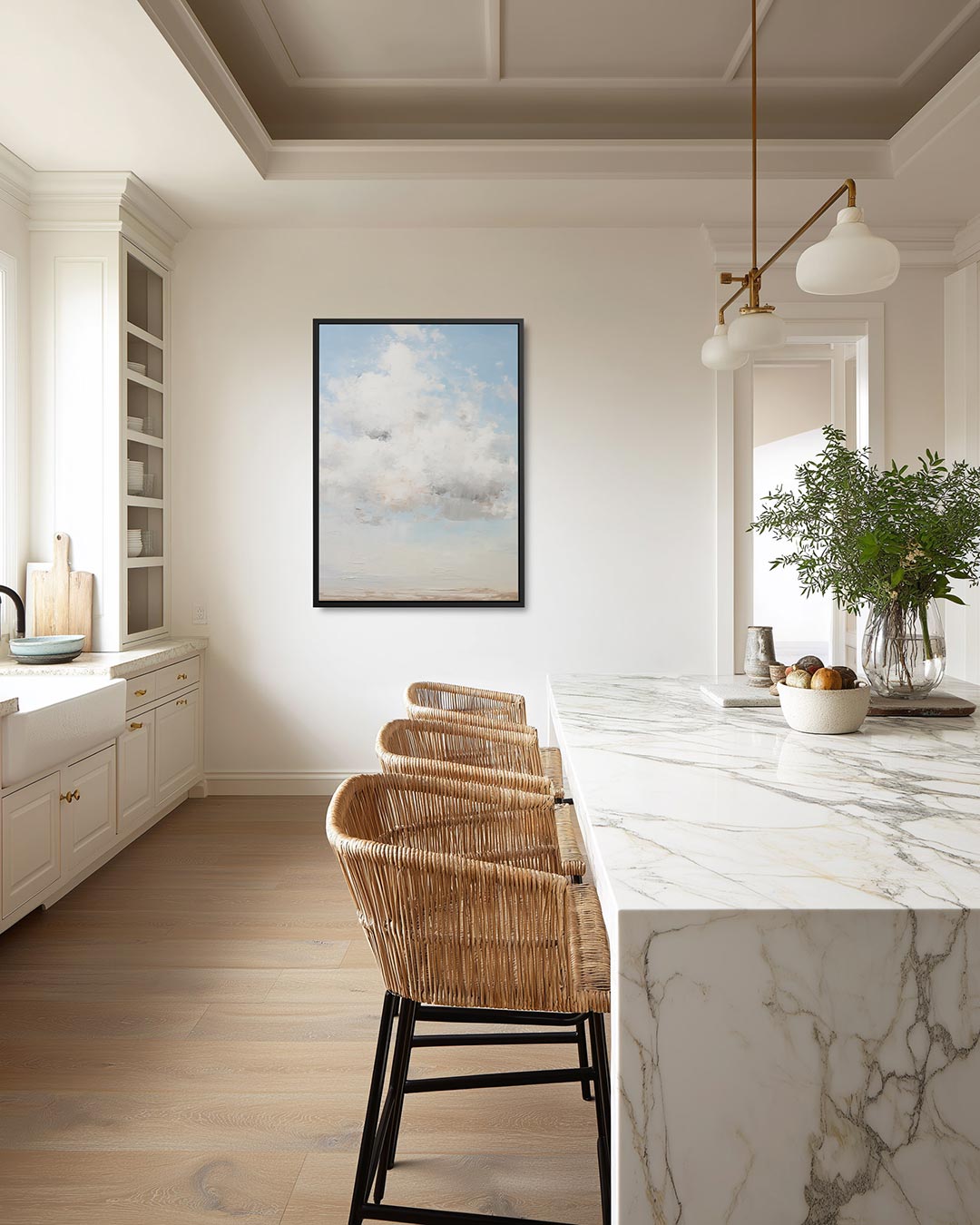 Luchtige wolkenhemel – staand wanddecoratie kunstwerk