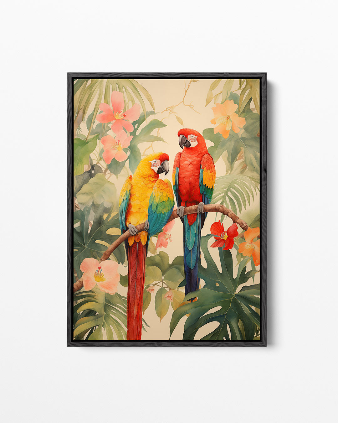 Tropische papegaaien – staand wanddecoratie kunstwerk