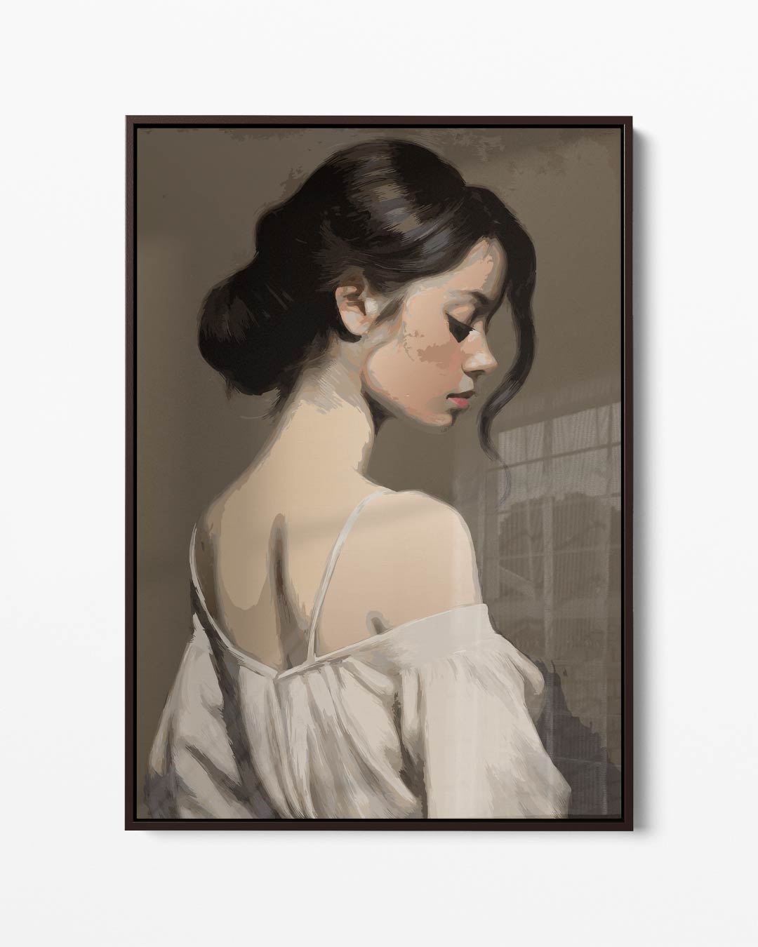 Elegant Zijaanzicht Portret – portret kunstwerk als wanddecoratie
