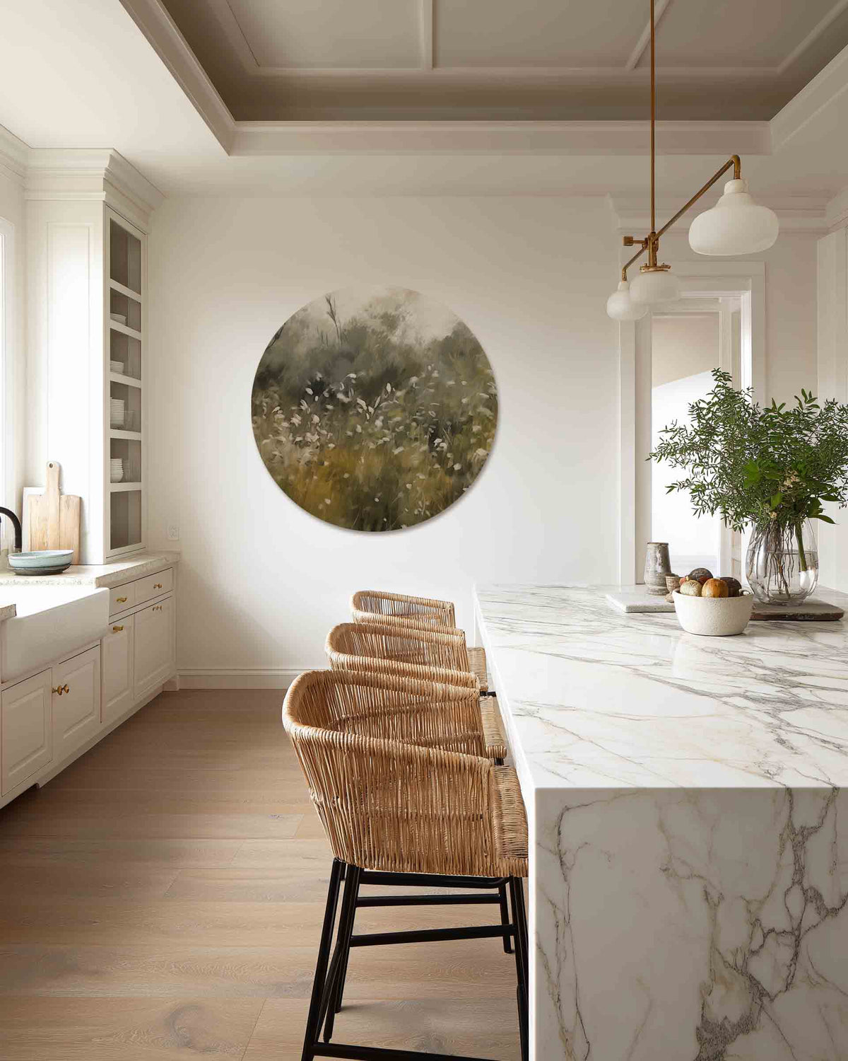Natuurlijke vegetatie – abstracte muurcirkel als ronde wanddecoratie