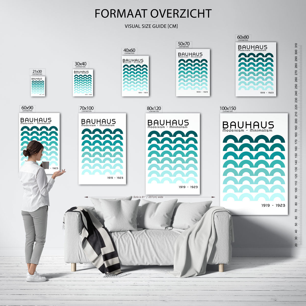 Halfronde ritmes – geometrische poster in Bauhaus-stijl van WallArtistic