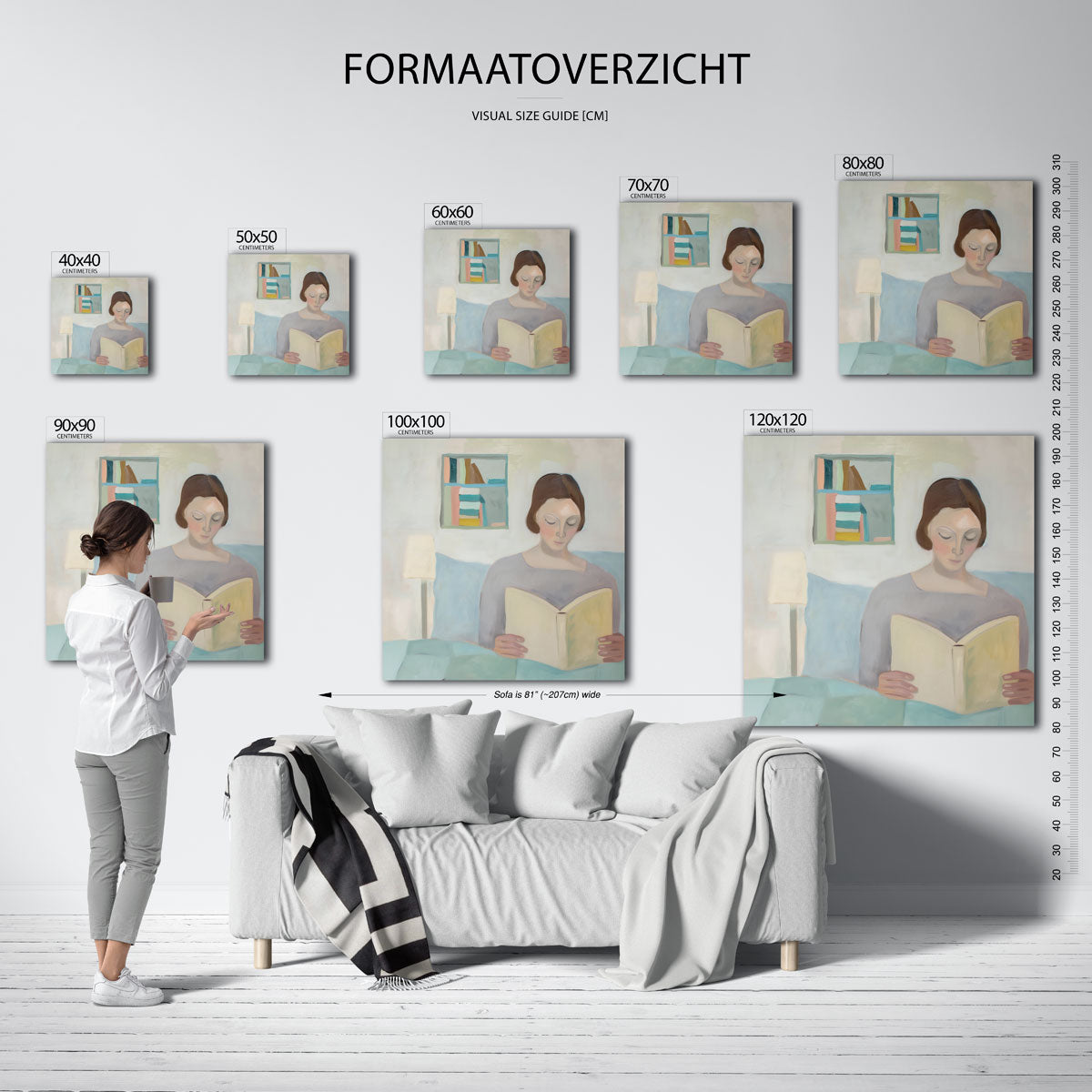 Lezende vrouw – vierkante muurposter met kunst en design