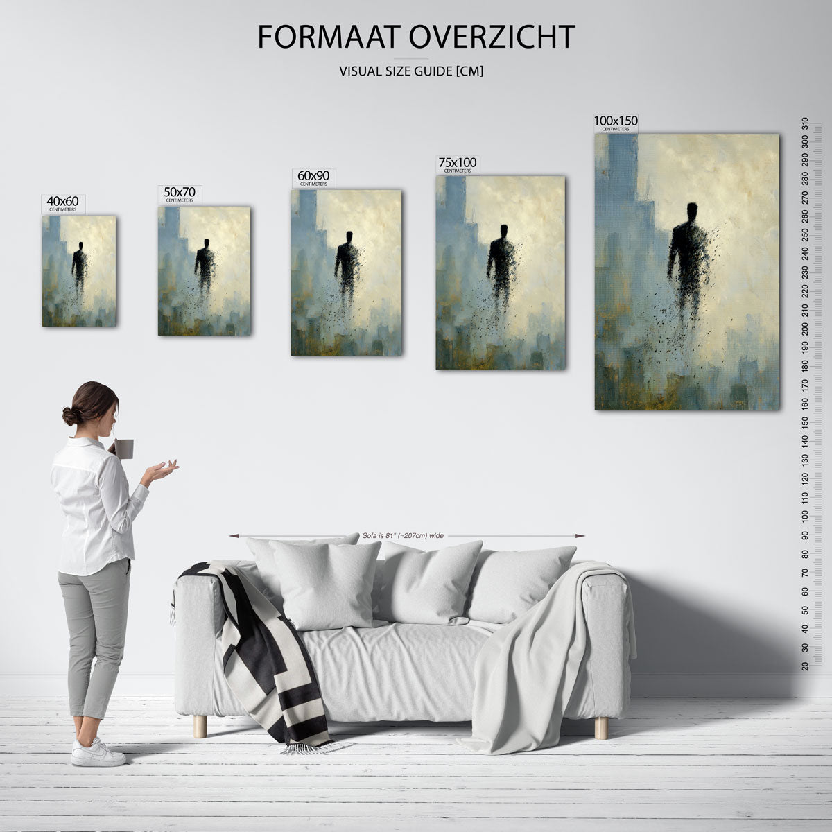 Vervagende silhouet – staand wanddecoratie kunstwerk