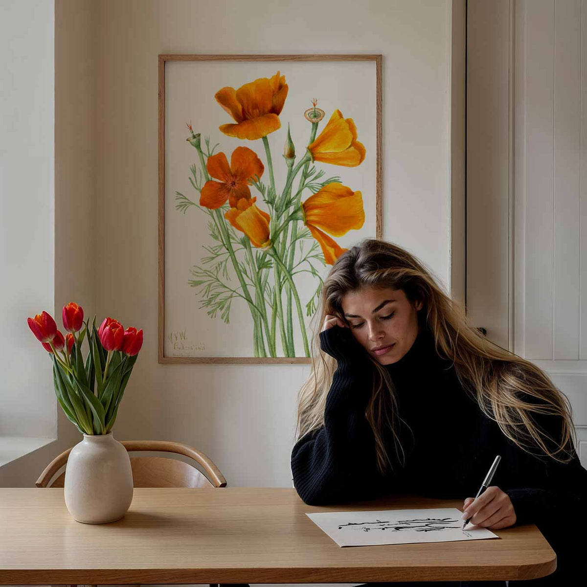 Vrolijke Klaproos Bloemposter – Popart poster als moderne urban wanddecoratie