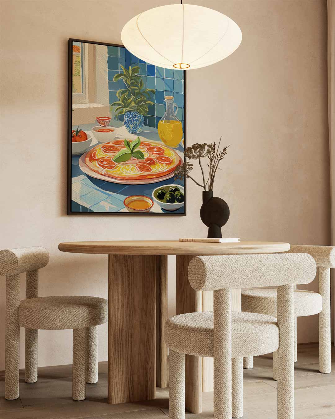 Mediterraanse Keuken in Blauwtinten – canvas wanddecoratie in portret formaat