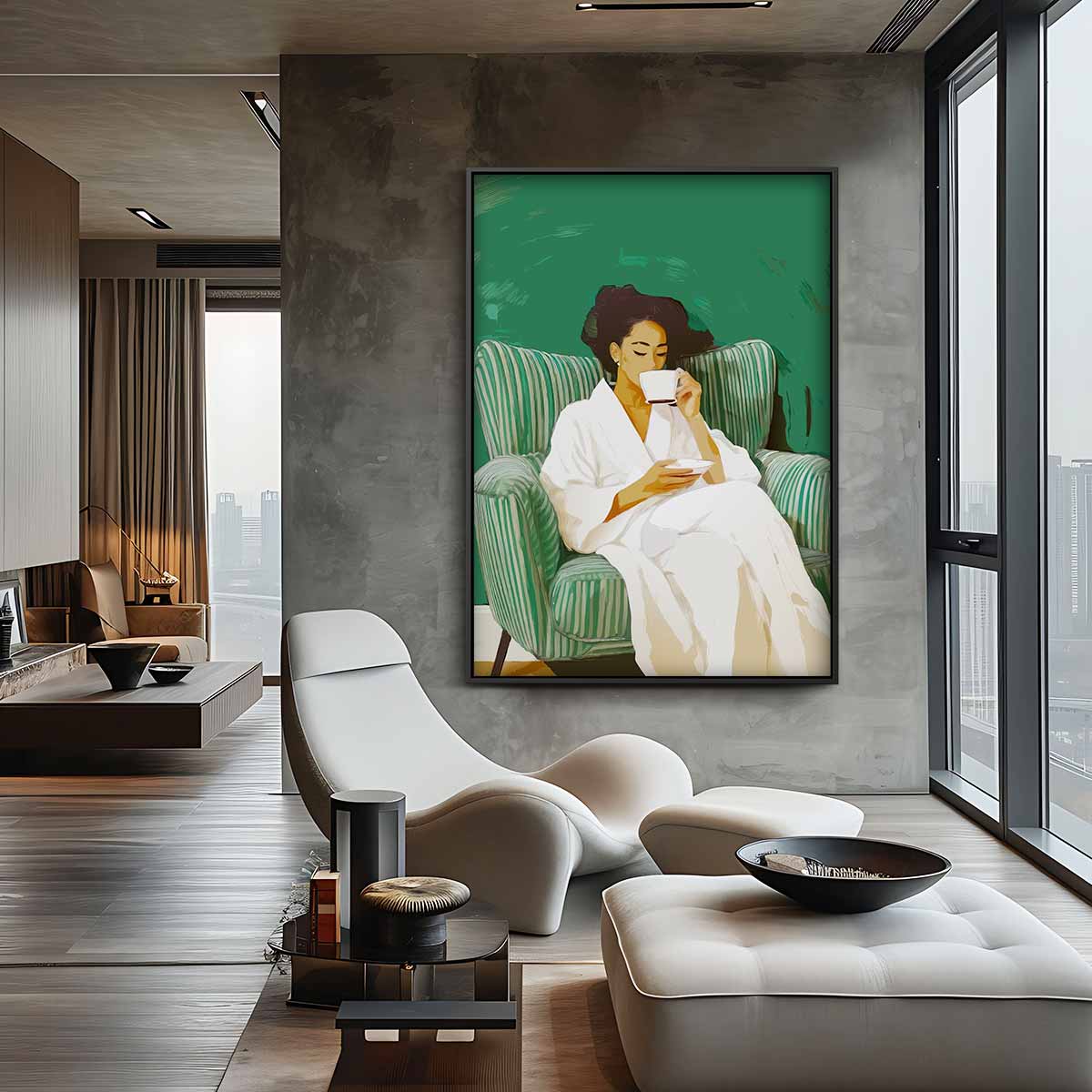 Ochtendrust met Koffie – staande wandkunst voor woonkamer of interieur