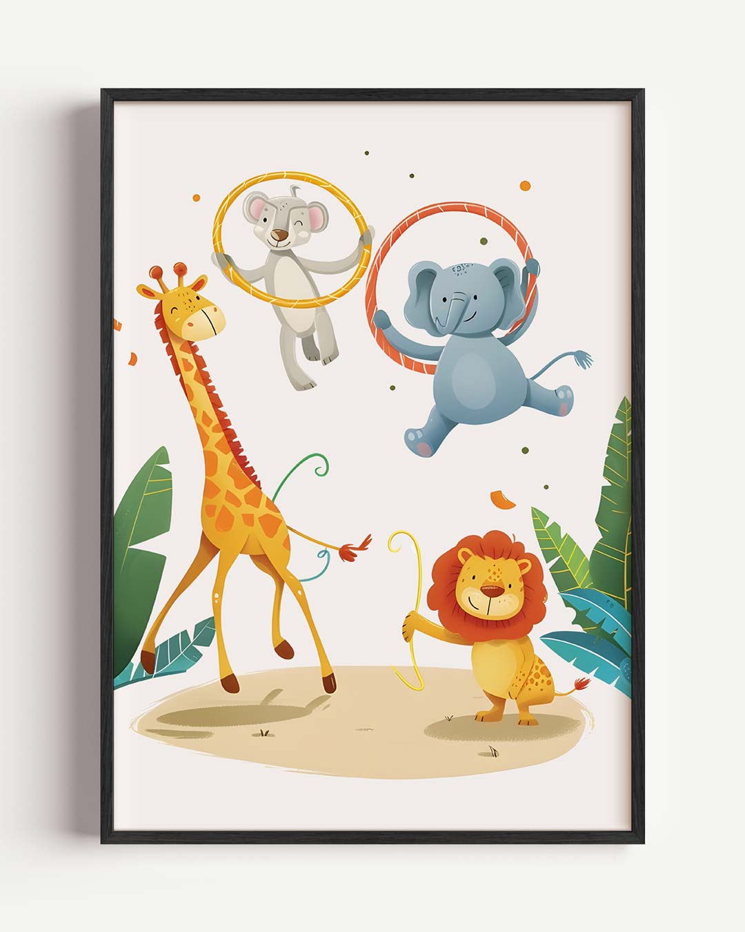 Vrolijke Safari Dieren – kids portret poster als wanddecoratie