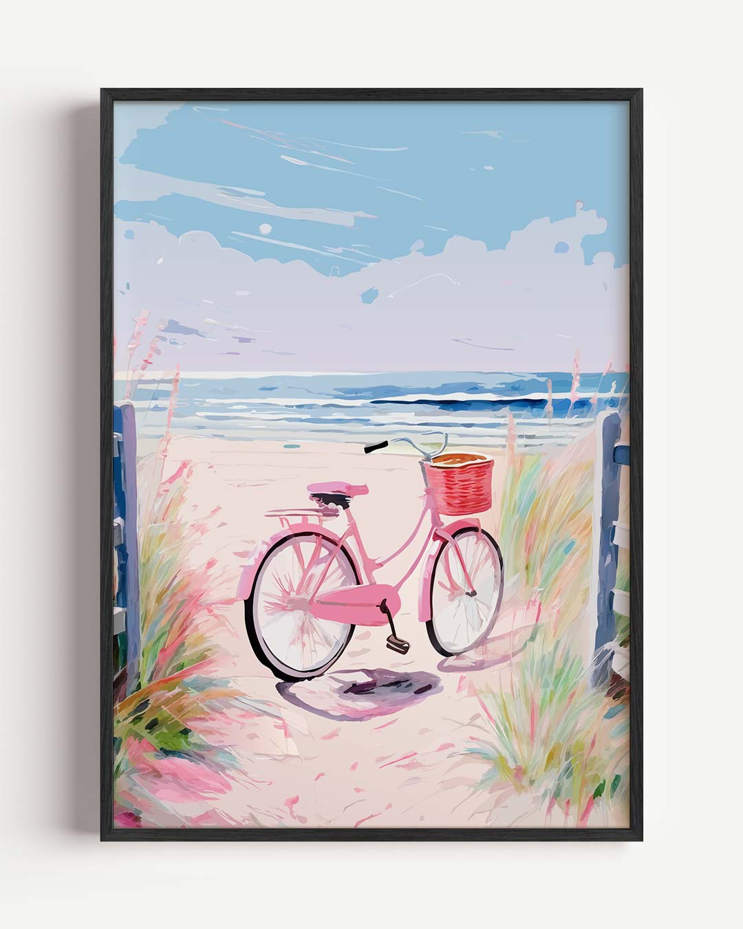 Zomerse Strandfiets – Popart en Streetart portret poster als wanddecoratie