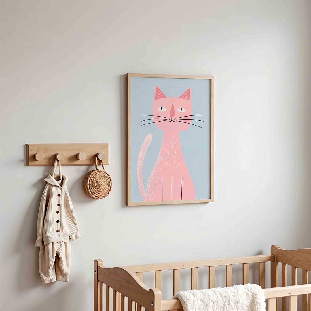 Roze kat – kinderposter in staand formaat