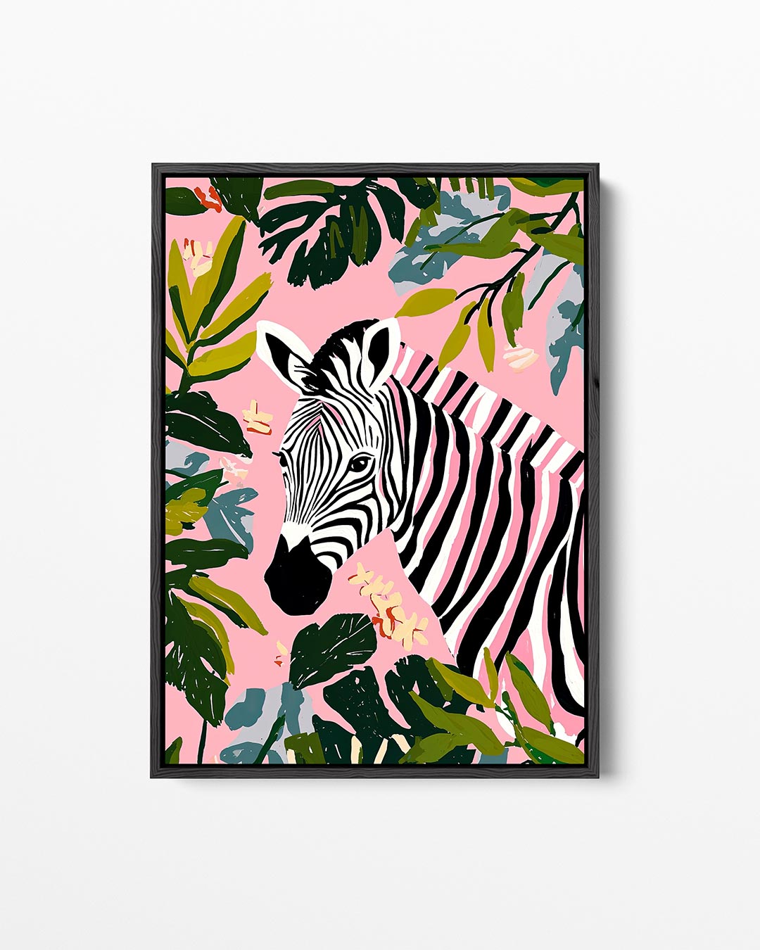 Zebra en bladeren – staand wanddecoratie kunstwerk