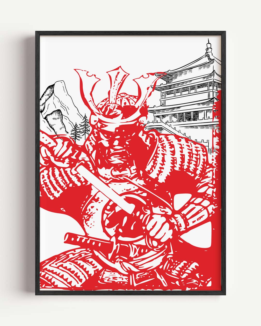 Samurai Krijger Kunstposter – zomer portret poster als wanddecoratie