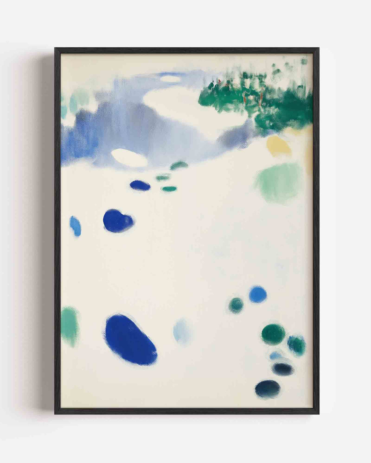 Abstracte blauwe en groene vormen – Kunst & Design poster als staande wanddecoratie