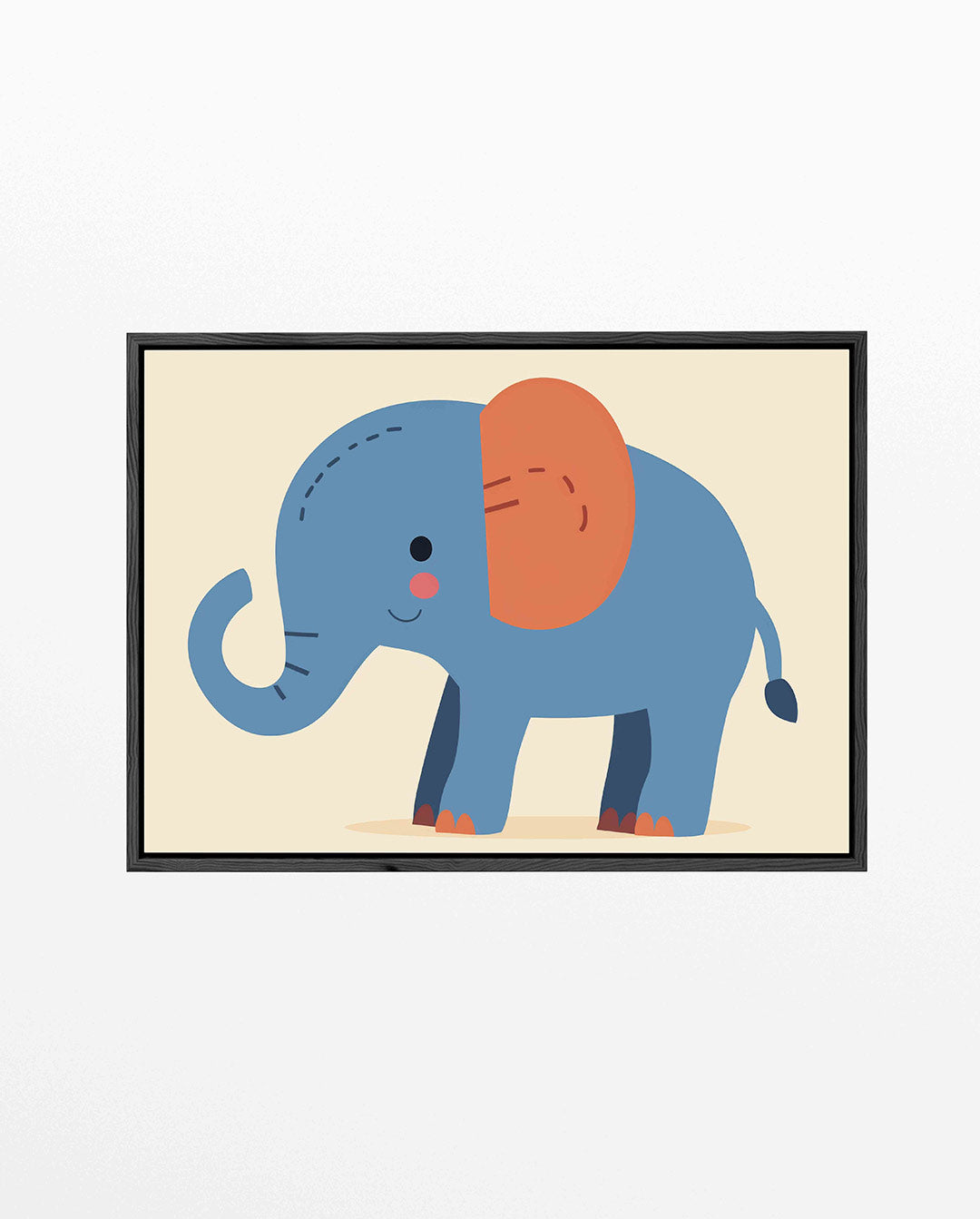 Speelse olifant illustratie – Vrolijke – liggend kinder kunstwerk