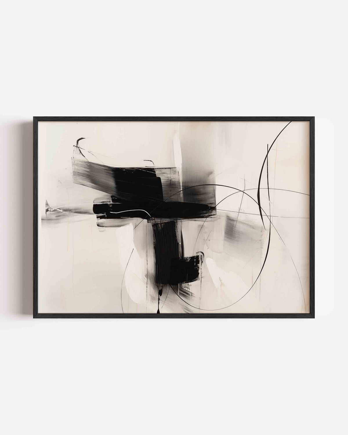 Abstracte zwart wit – kleurrijke abstracte landscape poster als wanddecoratie