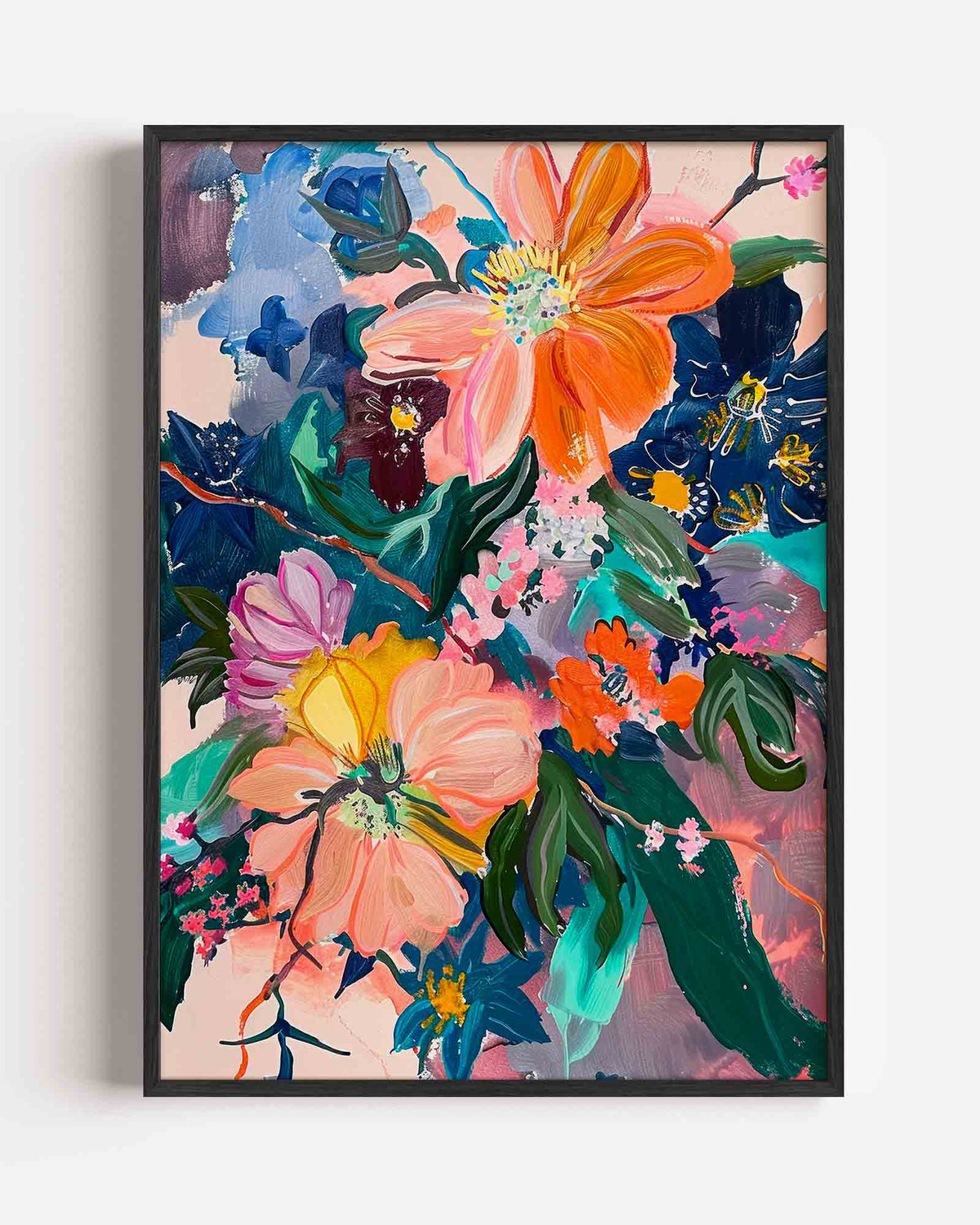 Bloemen en bladeren – kleurrijke illustratie portret poster als wanddecoratie