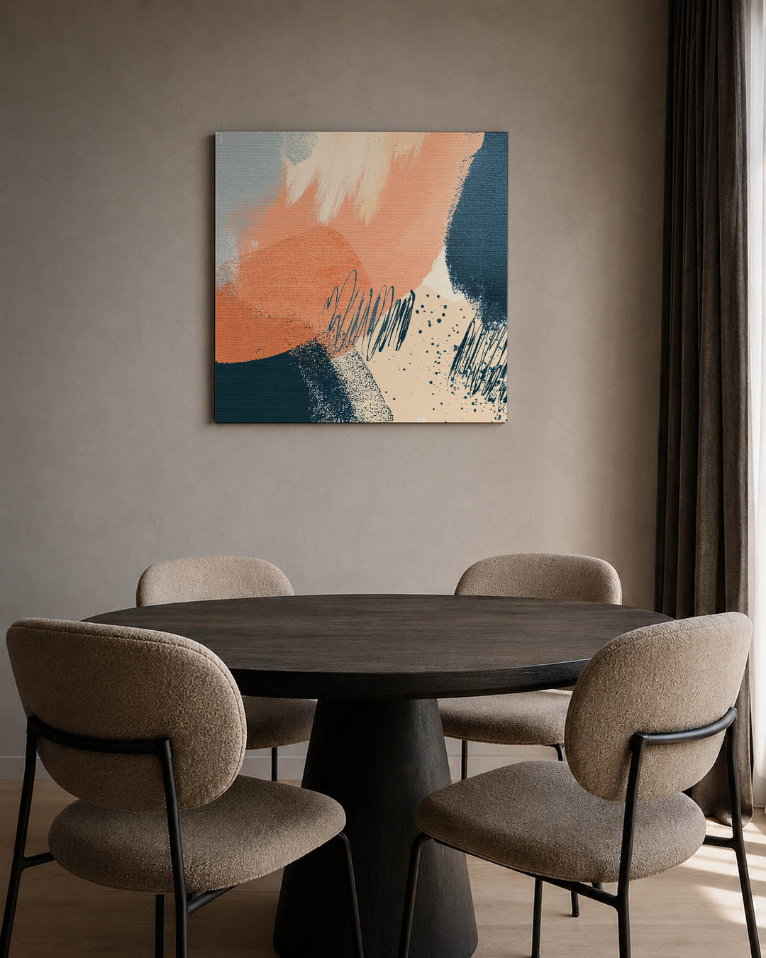 Dynamische kleurencompositie kunstwerk – tweede productweergave – dit kunstwerk toont een levendige mix van kleuren en vormen