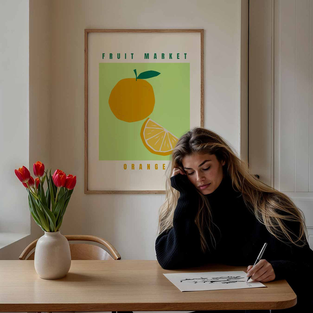 Zonnige Fruitmarkt – keuken poster als sfeervolle staande wanddecoratie