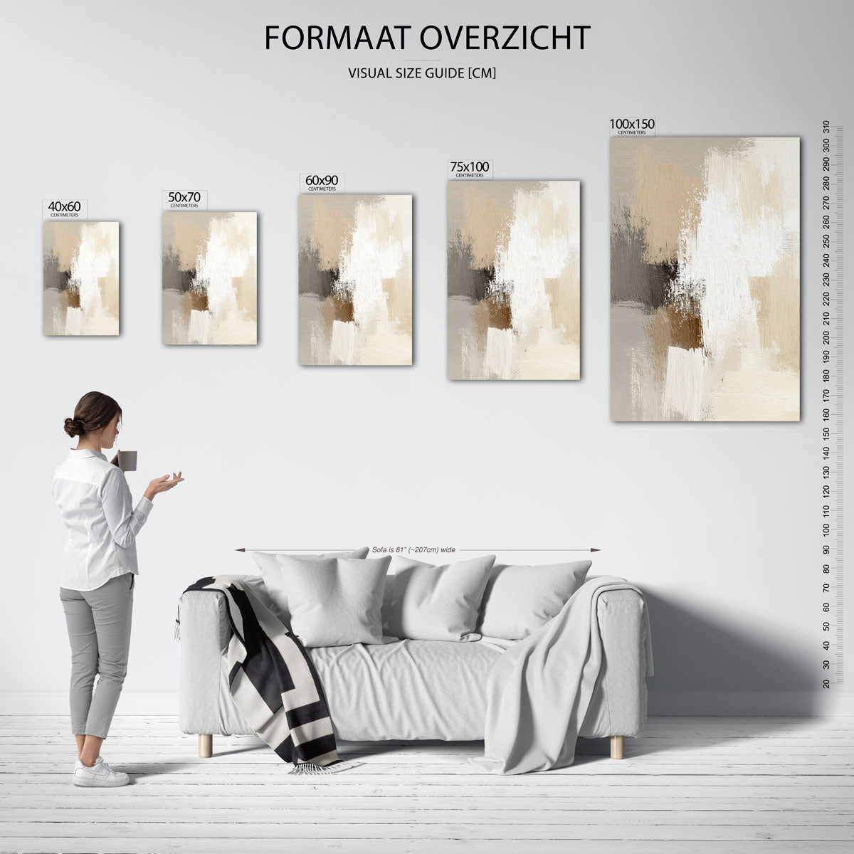 Zachte kleuren compositie – staand wanddecoratie kunstwerk