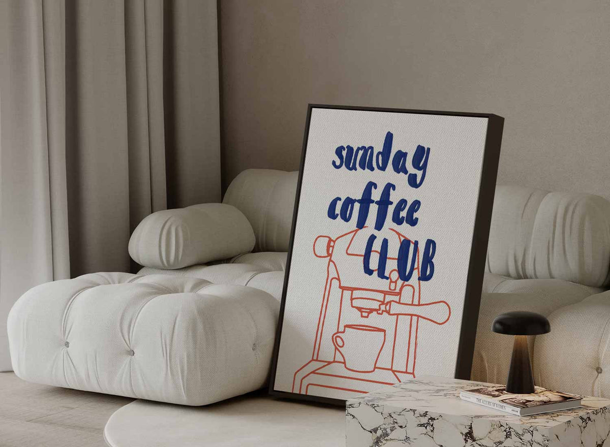 Zondag Koffie Club Poster – plexiglas wanddecoratie in portret formaat