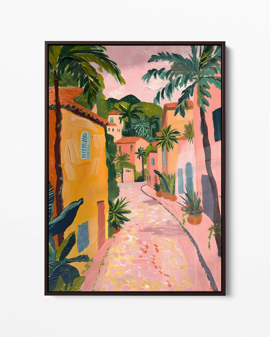 Zonnige Straat in de Mediterrane – portret kunstwerk als wanddecoratie