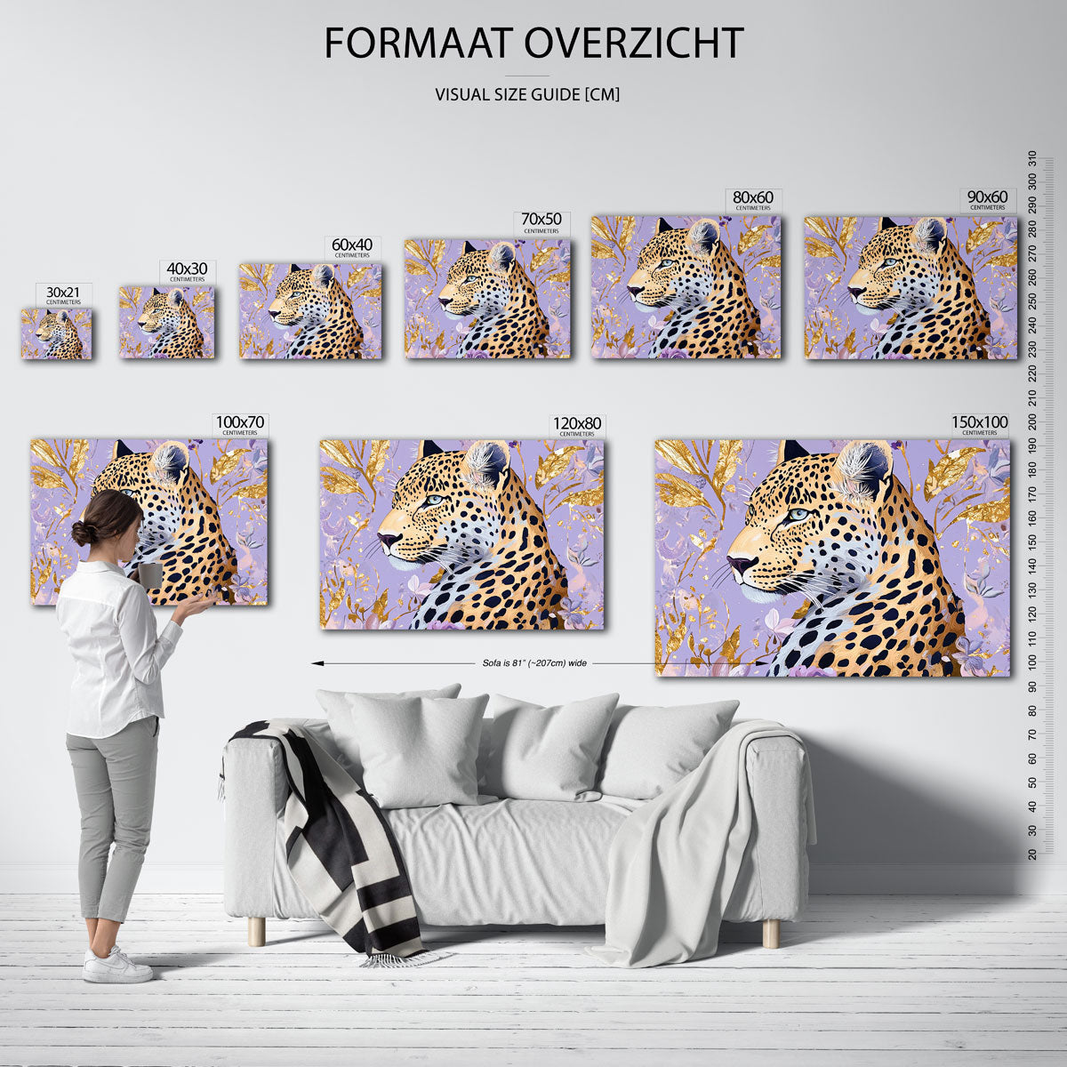 Luipaard met bloemen – liggende muurposter met jungle thema