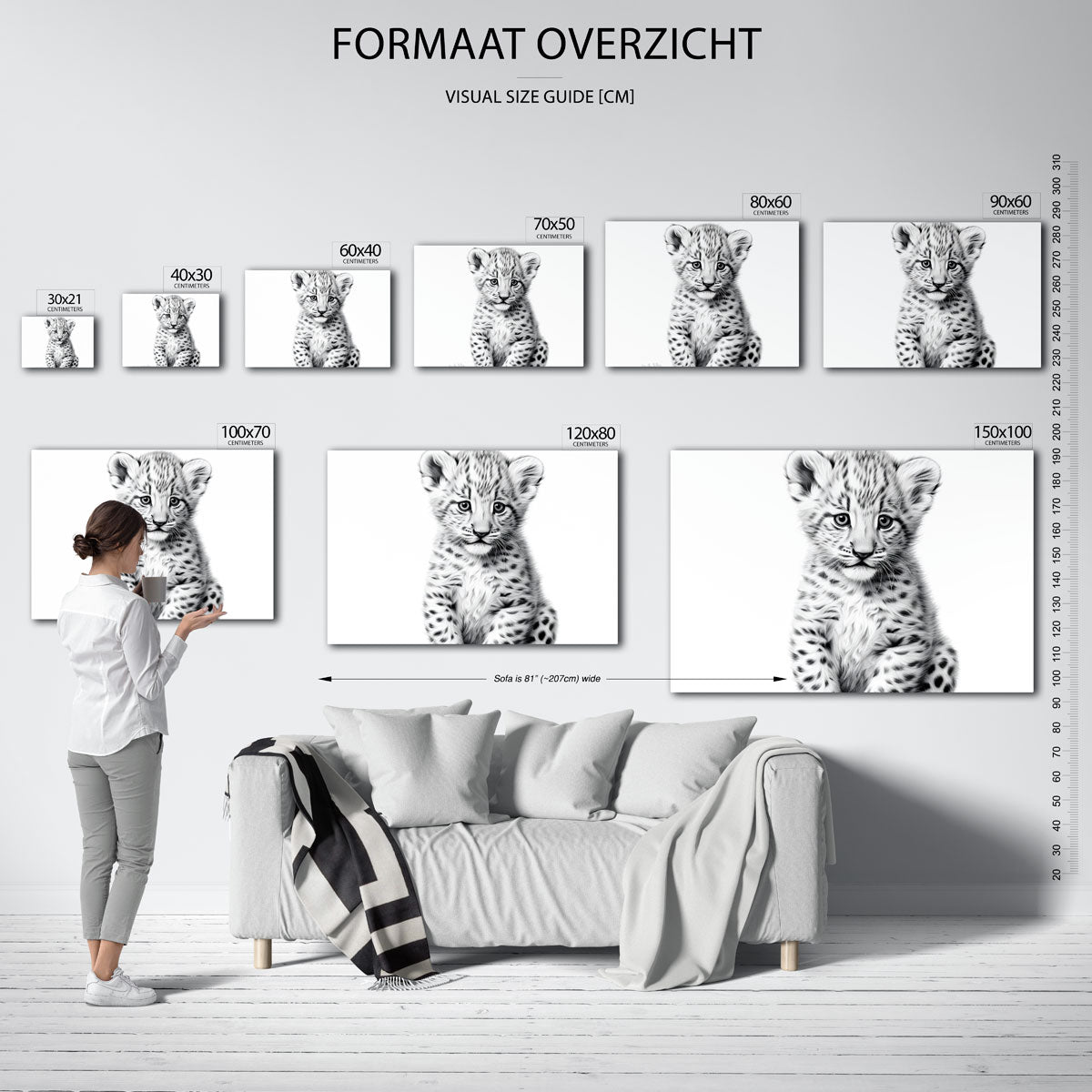 Jonge luipaard – liggende muurposter met dierenthema