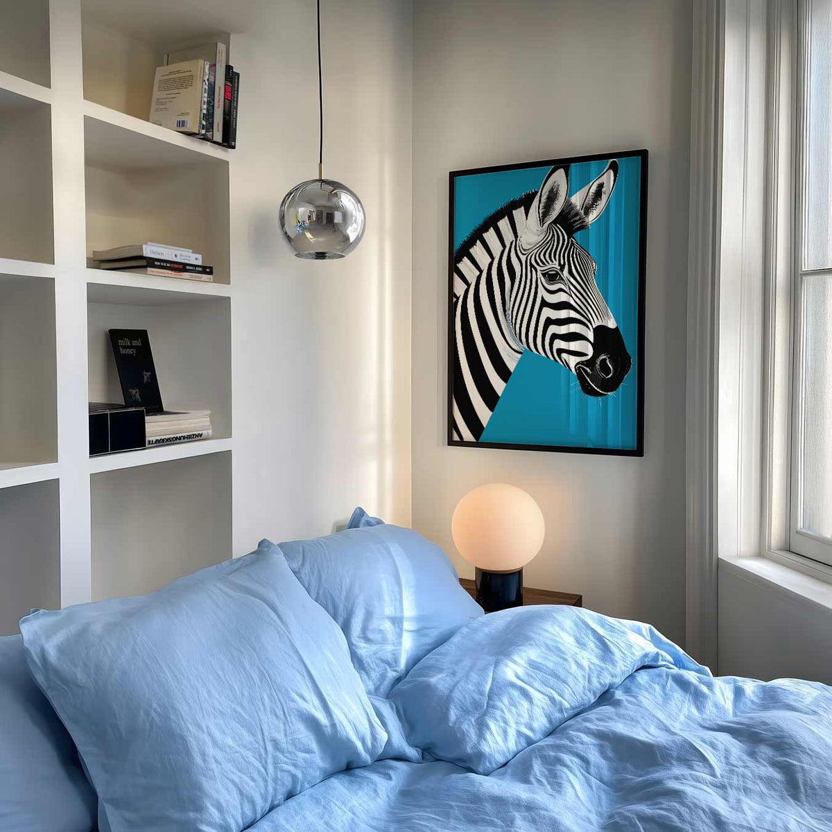 Stijlvolle Zebra Illustratie – staande muurposter met dierenthema