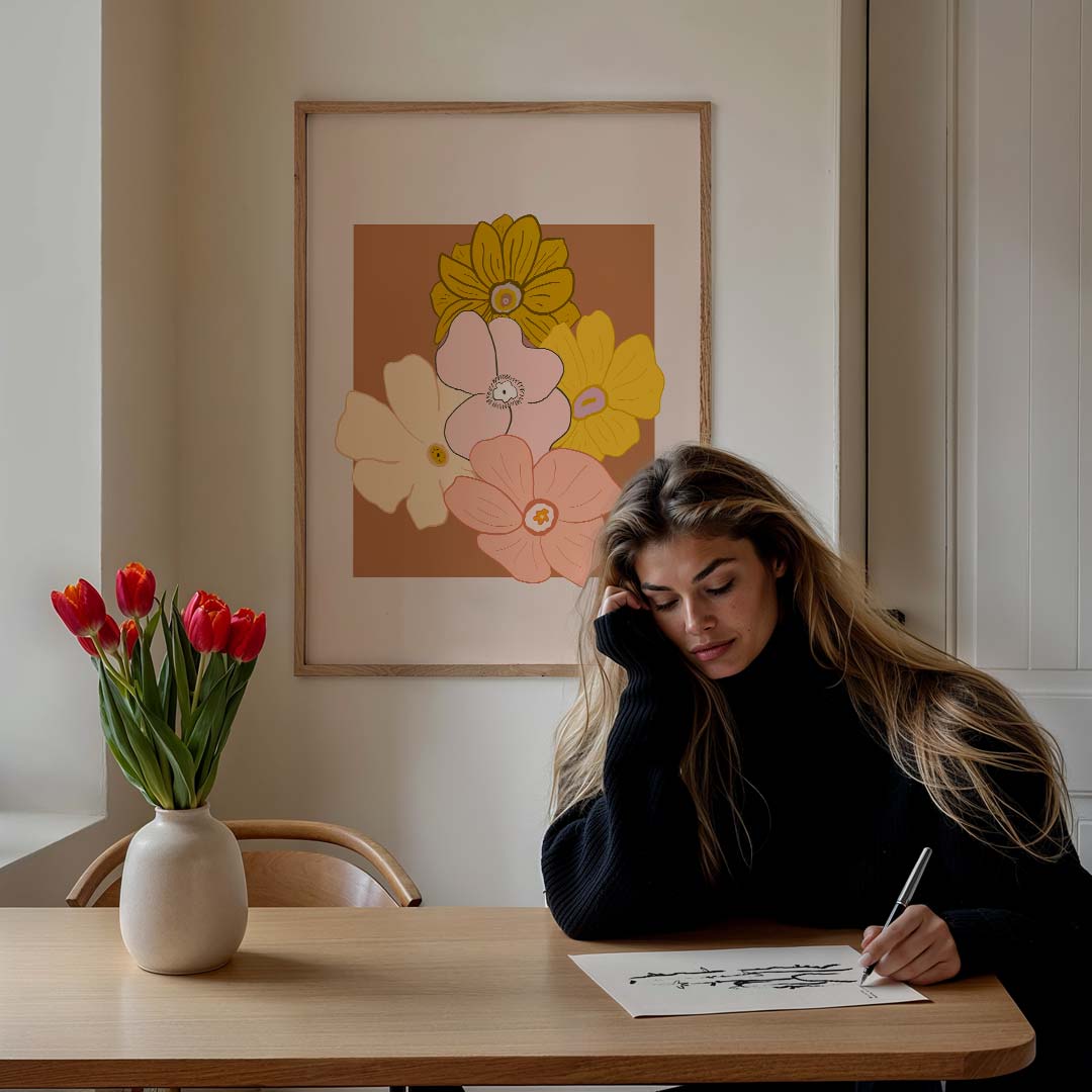 Vrolijke Bloemenmix – bloemen poster in staand formaat