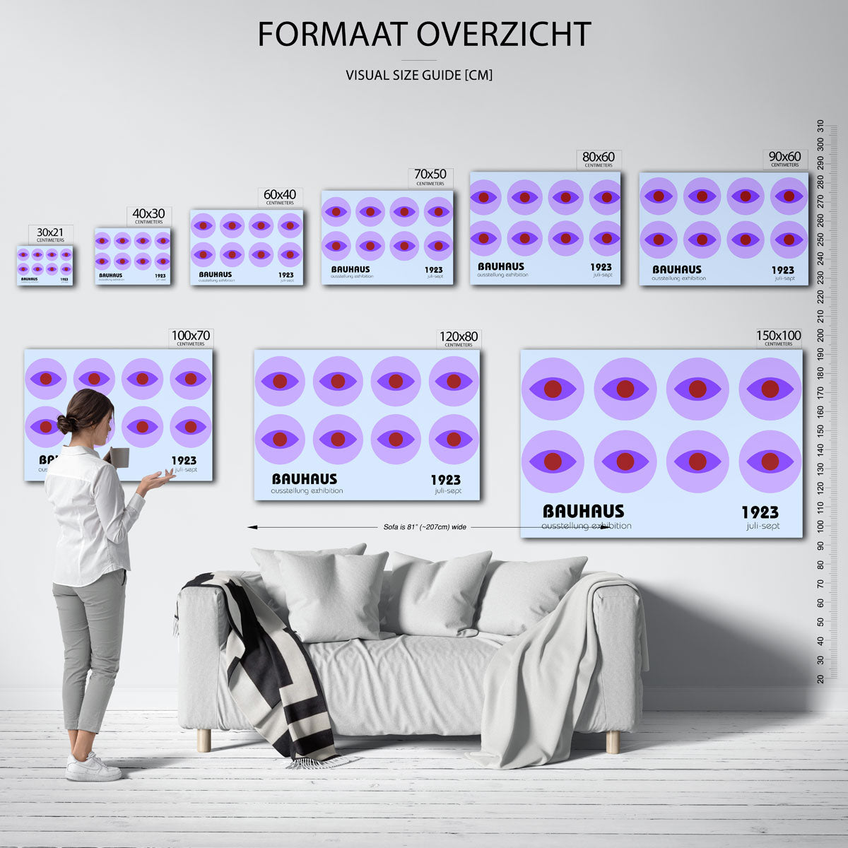 Oogvormen en ritme – geometrische poster in Bauhaus-stijl van WallArtistic