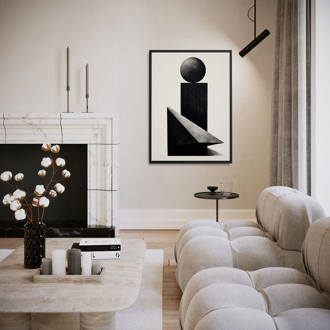 Geometrische vormen compositie – moderne staande wandkunst