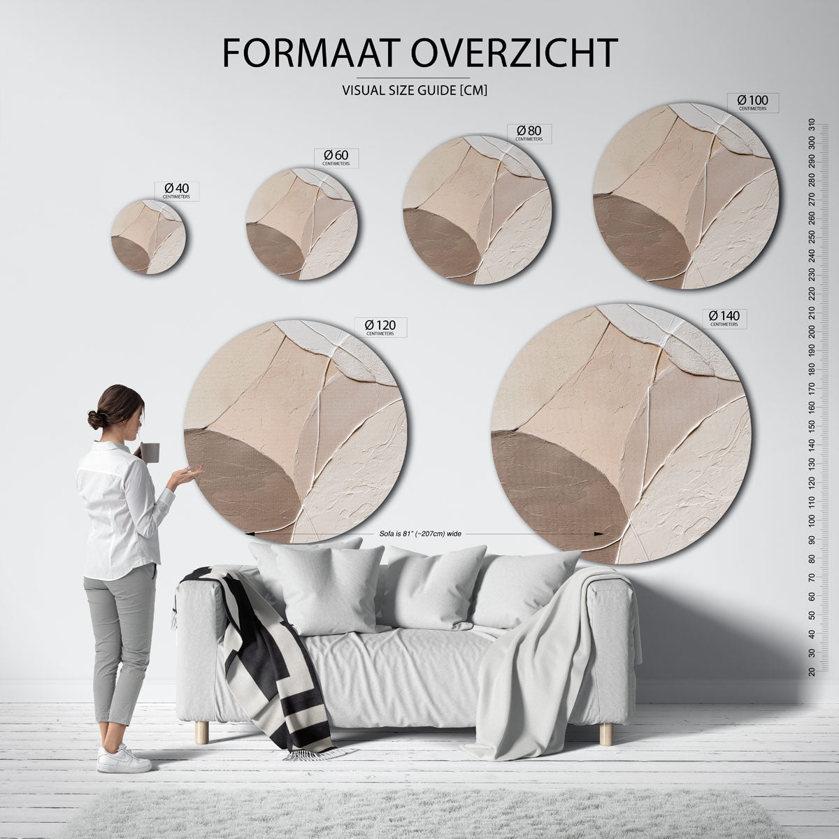 Abstracte vormen – moderne ronde muurdecoratie met abstracte vormen