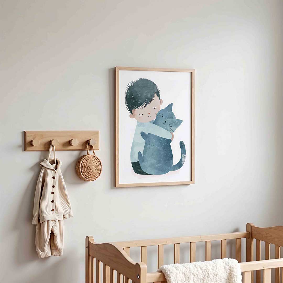 Kind met kat – kinderposter in staand formaat