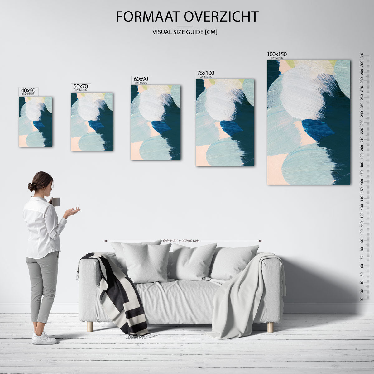 Dynamische kleurvlakken – staande wanddecoratie van WallArtistic