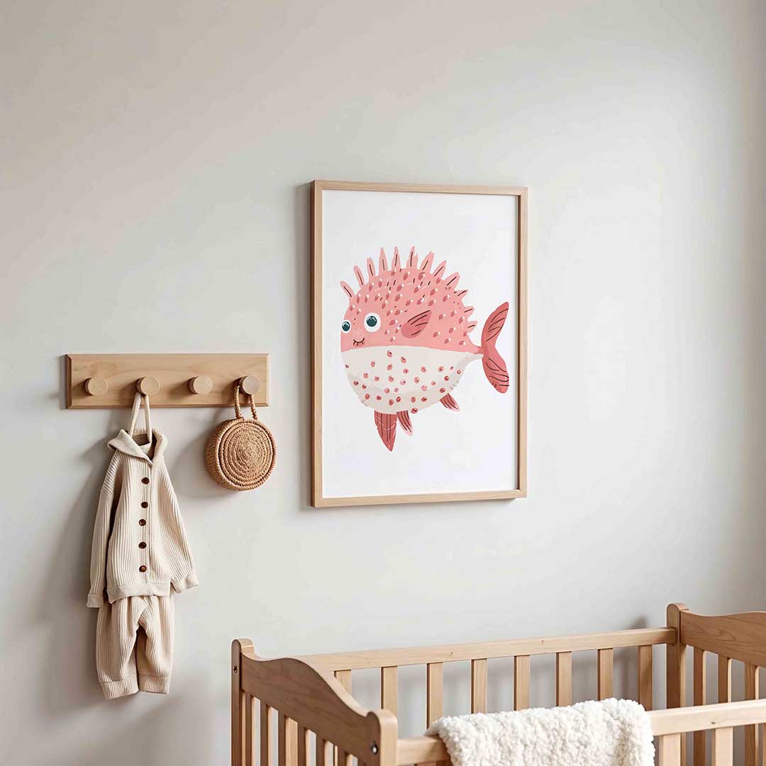 Roze vis – kinderposter in staand formaat