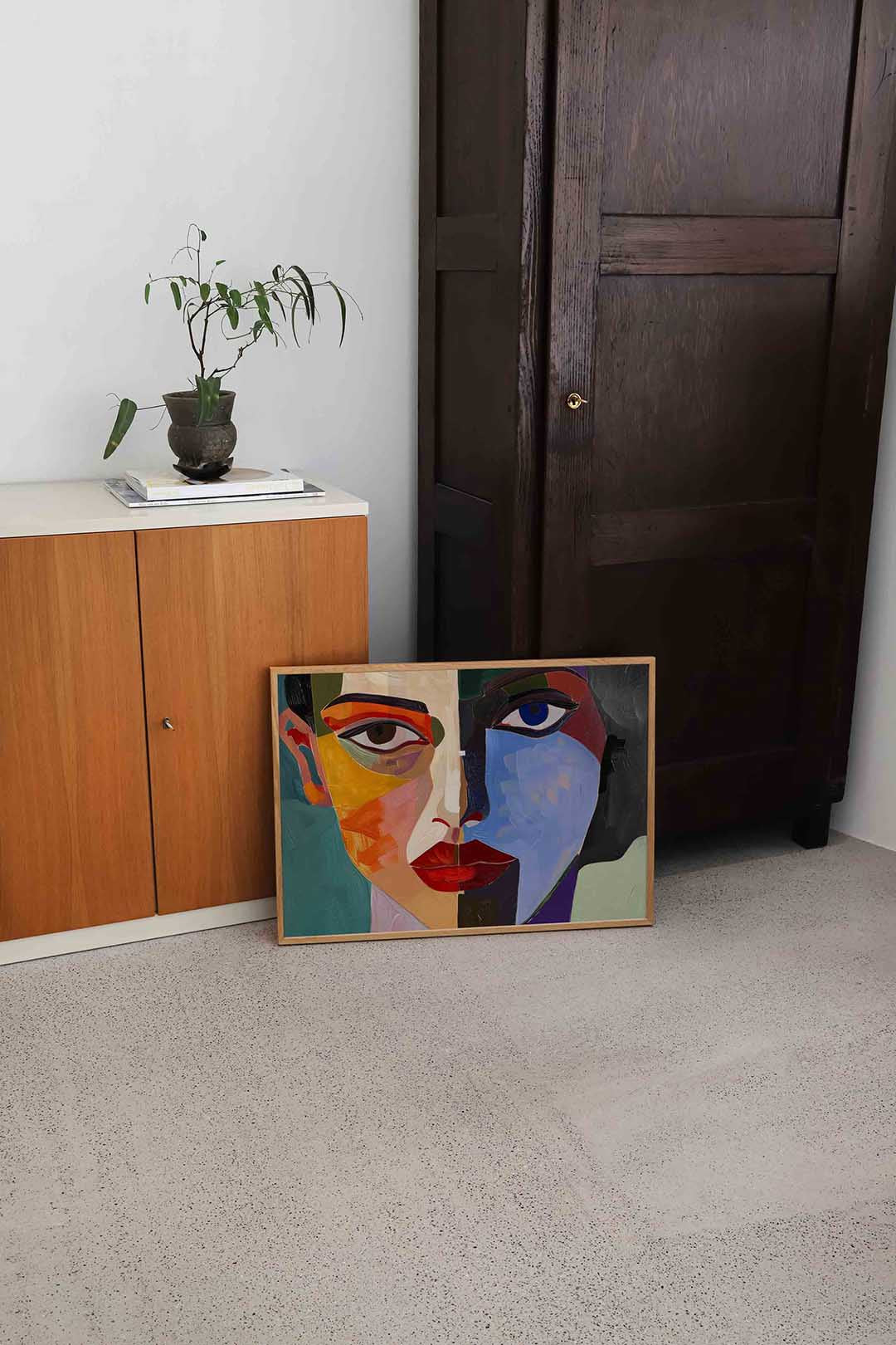 Abstract gezicht – hedendaagse illustratie als liggende poster