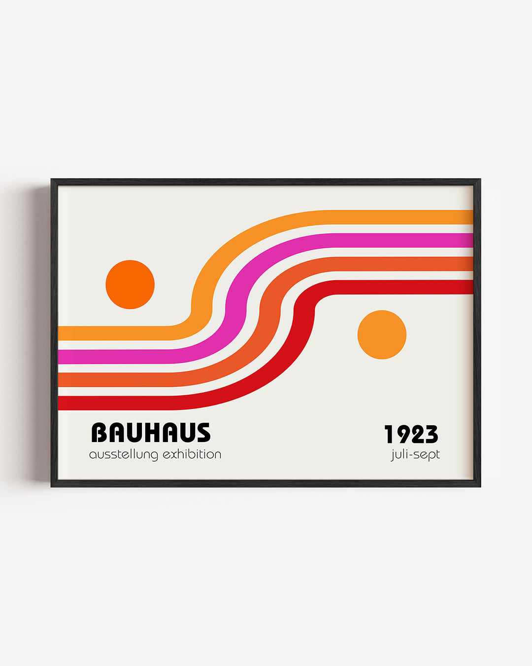 Kleurvolle lijnenspel – liggende Bauhaus poster als wanddecoratie