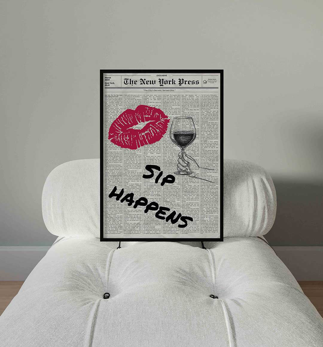 Wijn en lippenstift – staande Pop Art wanddecoratie van WallArtistic