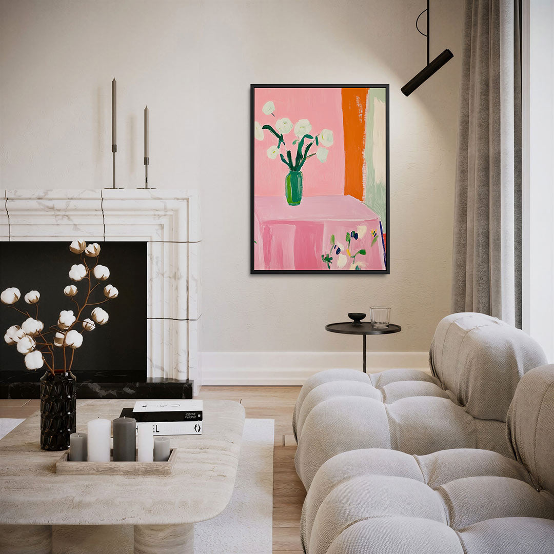 Bloemen op tafel – staand wanddecoratie kunstwerk