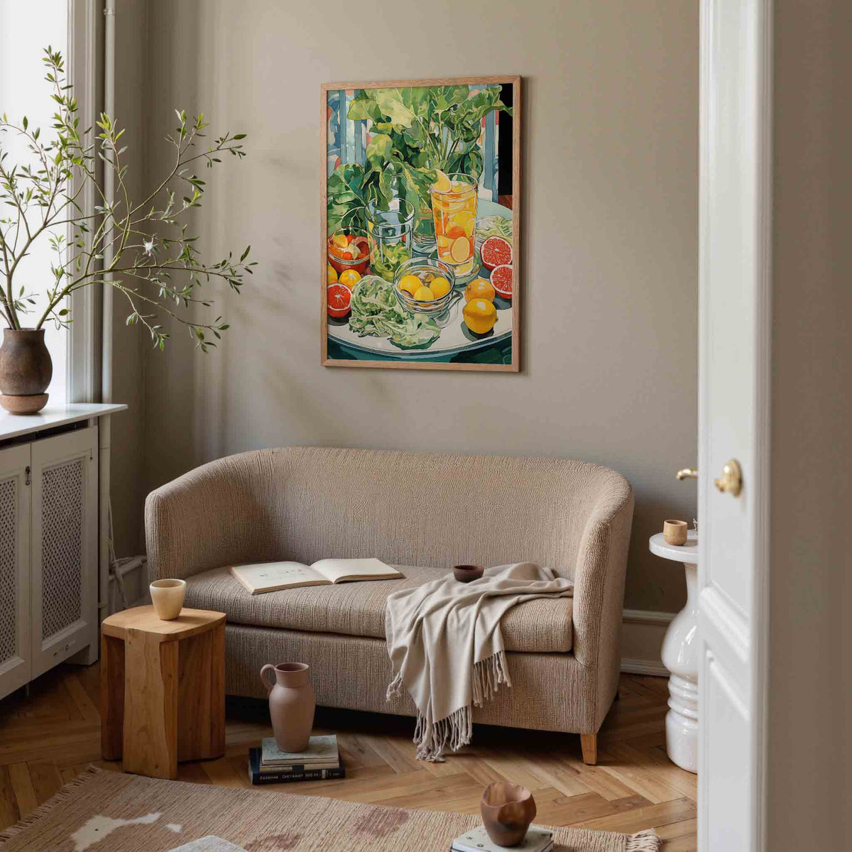 Groene bladeren en citrus – botanische poster in staand formaat