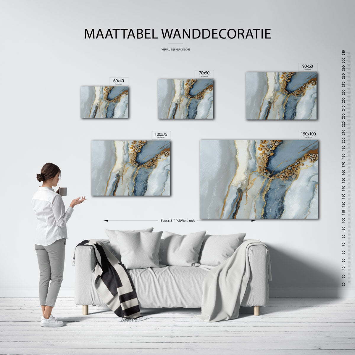Organische stroom – moderne liggende wandkunst