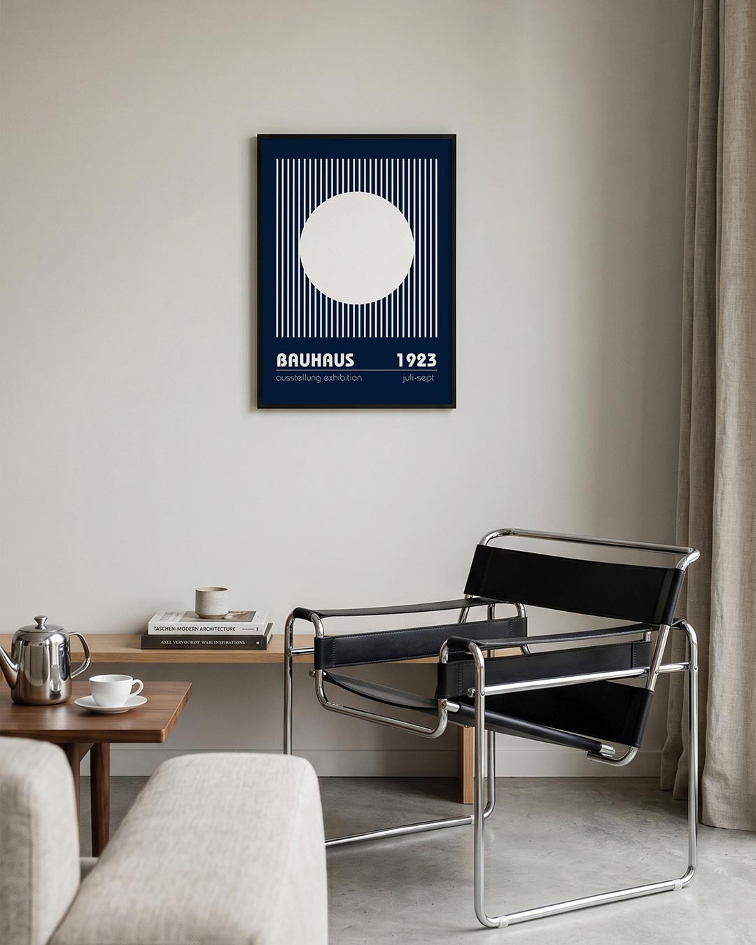 Cirkel en lijnen – geometrische Bauhaus poster in staand formaat