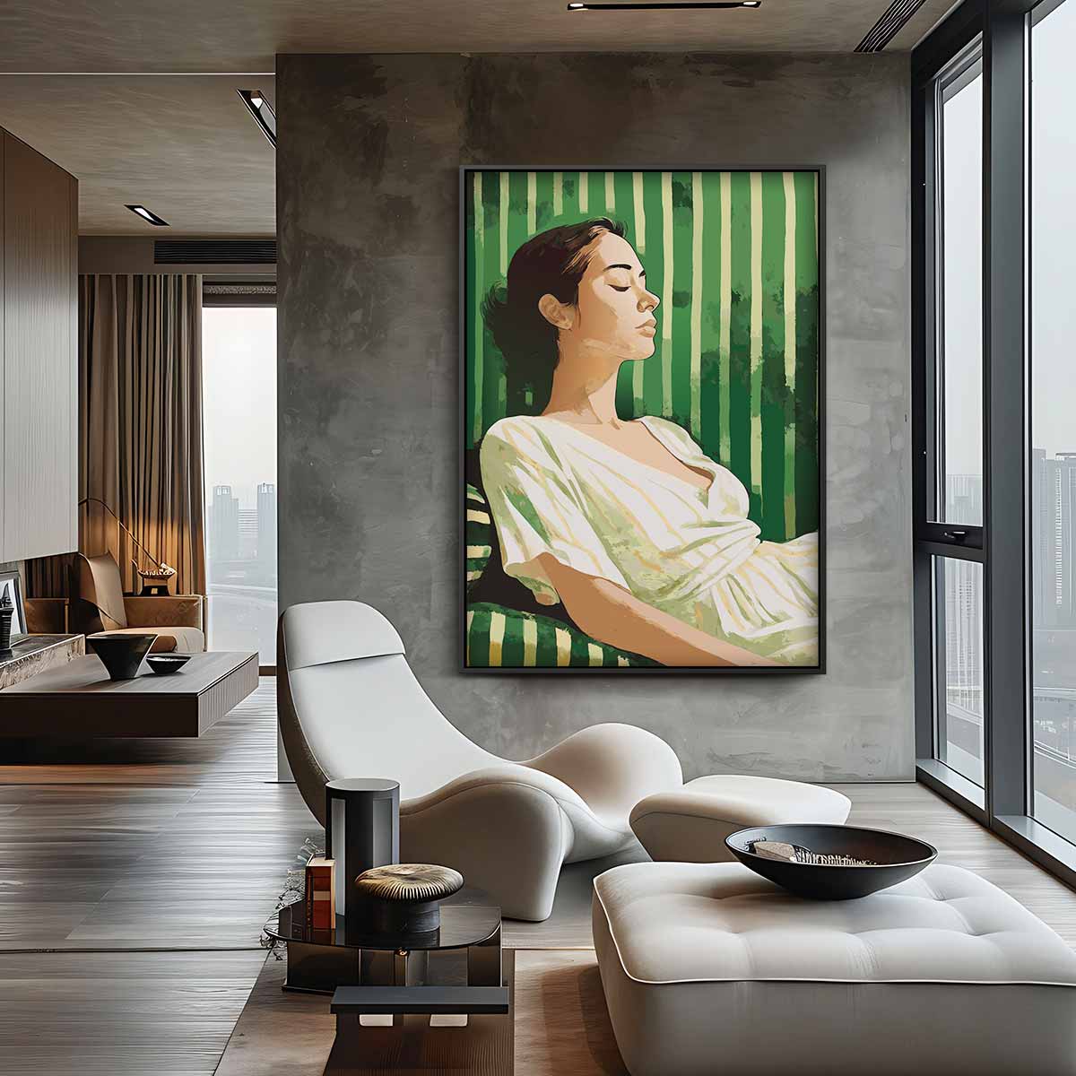 Rust in Groen – plexiglas kunstwerk als wanddecoratie