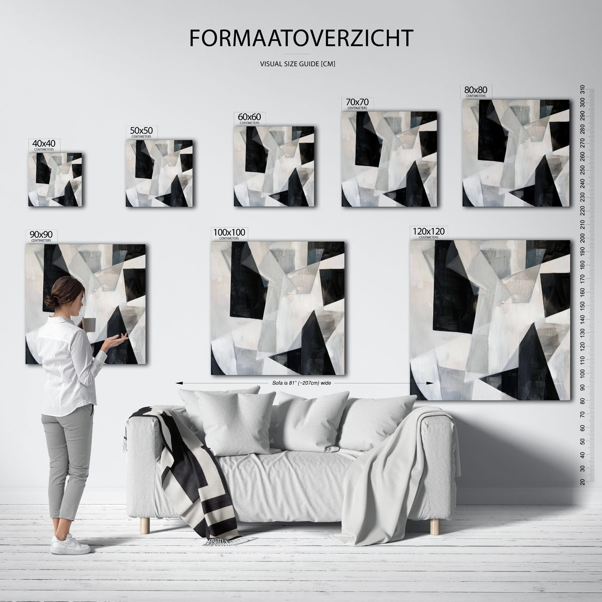 Abstracte vormen – vierkante muurposter met kunst en design