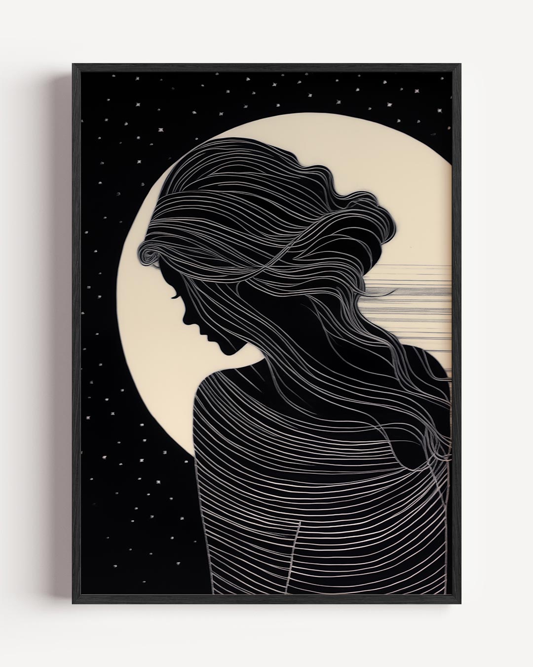 Dromerige Nachtvrouw – vrouwelijk portret poster als wanddecoratie